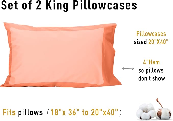 Sunflower King Pillowcases Set of 2, 100% Cotton King Size Pillow Cases 2 - Image 8