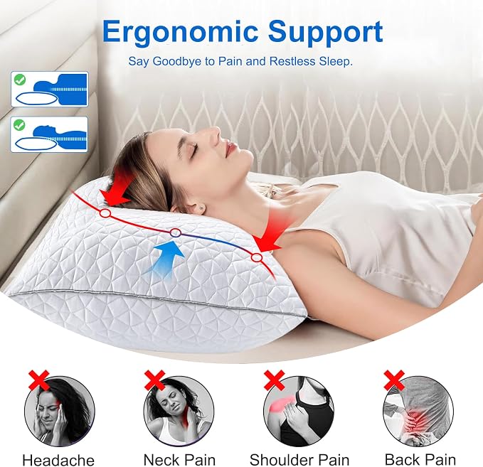 Cooling Pillows Standard Size Set of 4, Shredded Memory Foam Pillows, - Image 5