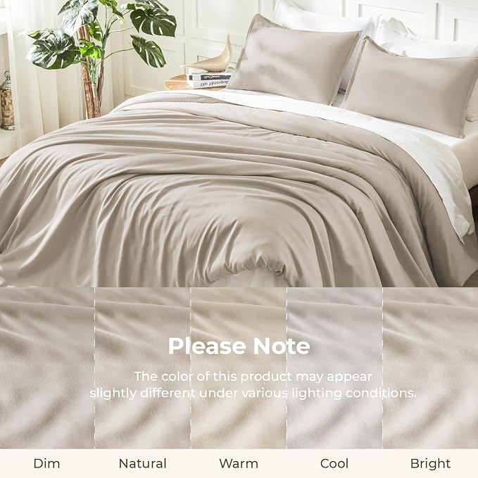 Litanika Comforters Oatmeal Oversized Queen Size, 3 Pieces Lightweight Solid - Image 8