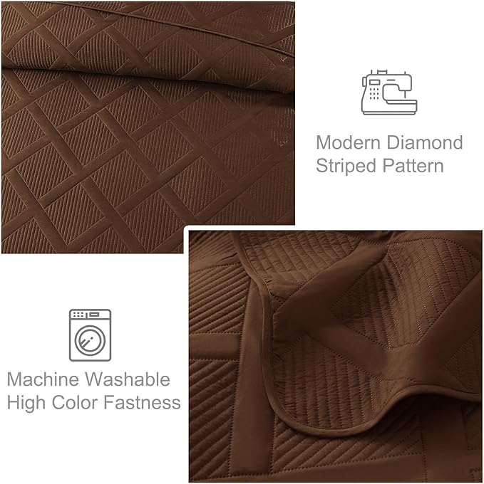 Exclusivo Mezcla Oversized King Quilt Set- Brown Cal King Quilts Bedding Set - Image 5