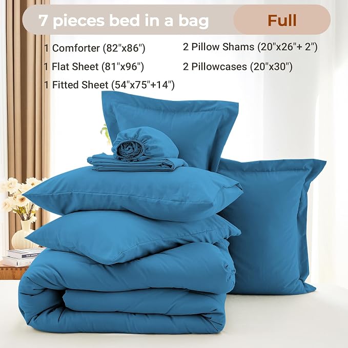 MUXHOMO 7 Pieces Full Comforter Set, Soft Bed in a Bag Full Size, All Season - Image 4