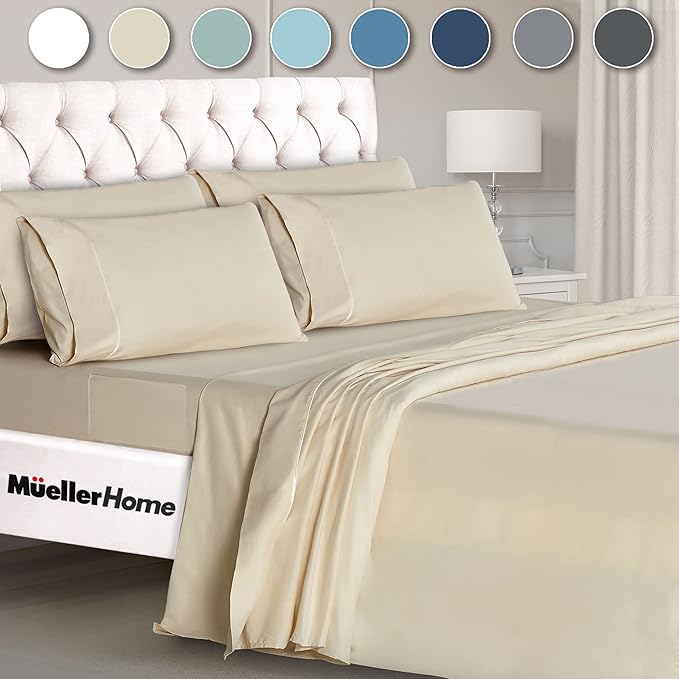 Mueller Ultratemp Bed Sheets Set, Super Soft 1800, 6 Piece California King - Image 9