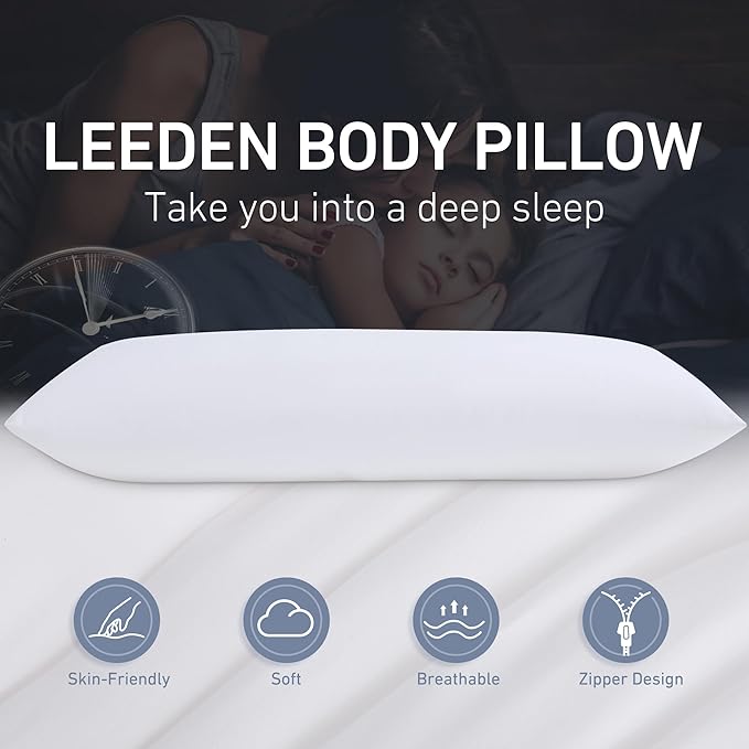 Leeden Full Body Pillow for Adults, Firm and Fluffy Long Pillow Insert - Image 4