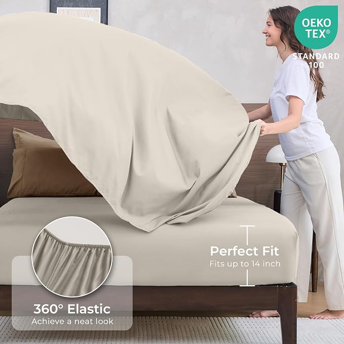 HEVUMYI Khaki & Linen King Comforter Set - Image 5