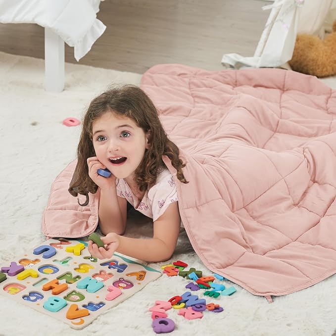 Pink Weighted Blanket Kids 5lbs, Cooling Heavy Throw Blanket - Image 2