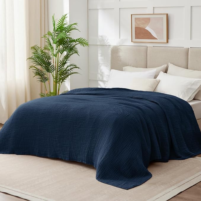 100% Cotton Muslin Blanket California King 120" x 90", 6 Layers Breathable and - Image 2
