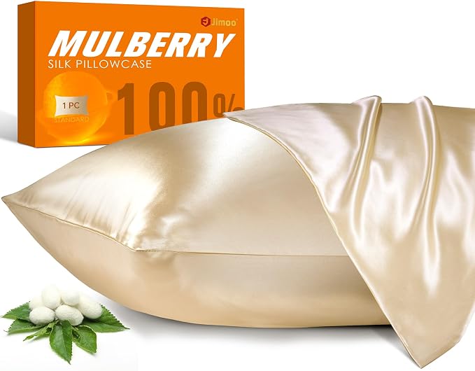 100% Mulberry Silk Pillowcase for Hair and Skin, 22 Momme Pure Natural Silk by JJIMOO