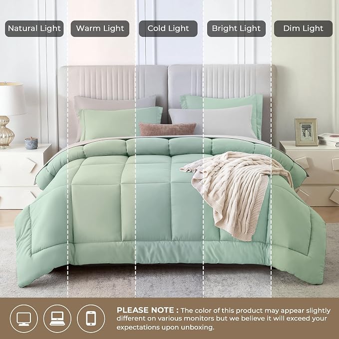 Sasttie Twin Comforter Set, 5 Pieces Reversible Bed in a Bag Twin, Complete - Image 8