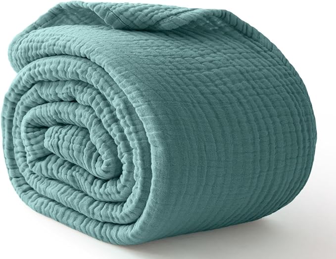 100% Cotton Muslin Blanket King 108" x 90", 6 Layers Breathable and Lightweight by Kozyhvn