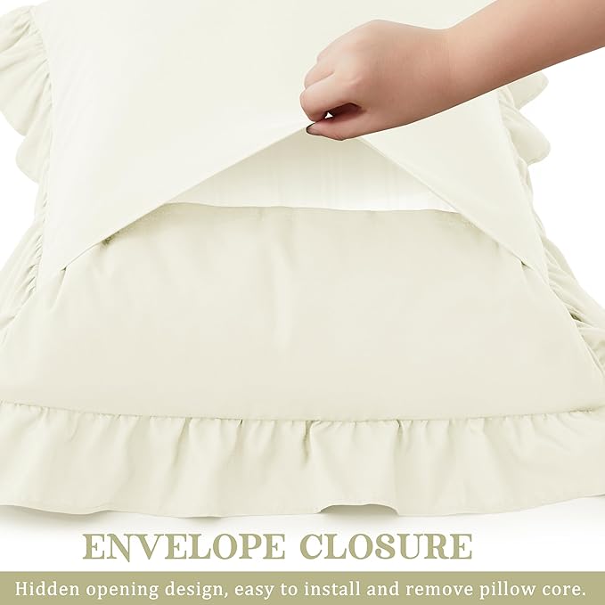 KKJIAF Ruffle Pillow Cases Queen Size Set of 2, Ruffled Pillow Covers - Image 5