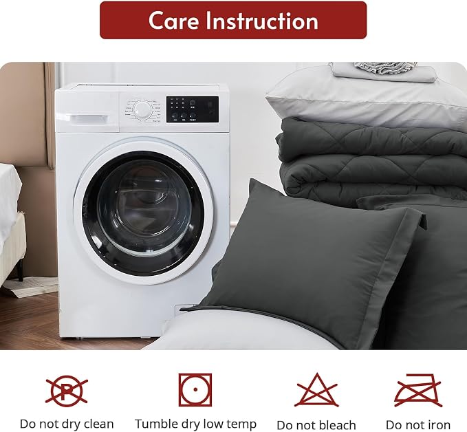 MUXHOMO 7 Pieces Oversized Queen Comforter Set, Reversible Bed in a Bag - Image 9