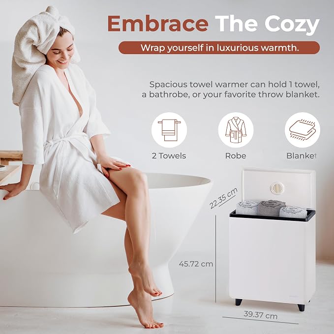 SereneLife Rectangular Towel Warmer Bucket, Large Capacity Single Touch Towel & - Image 2