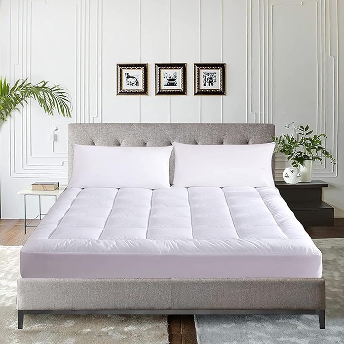 WhatsBedding Cotton Waterproof Mattress Pad Queen Size Top Down Alternative - Image 5