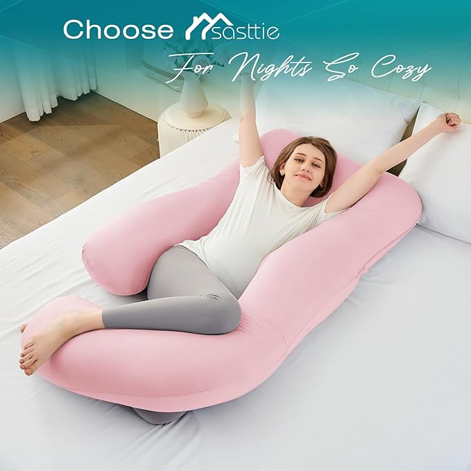 Sasttie Pregnancy Pillows for Sleeping, U Shaped Cooling Full Body Pillow - Image 6