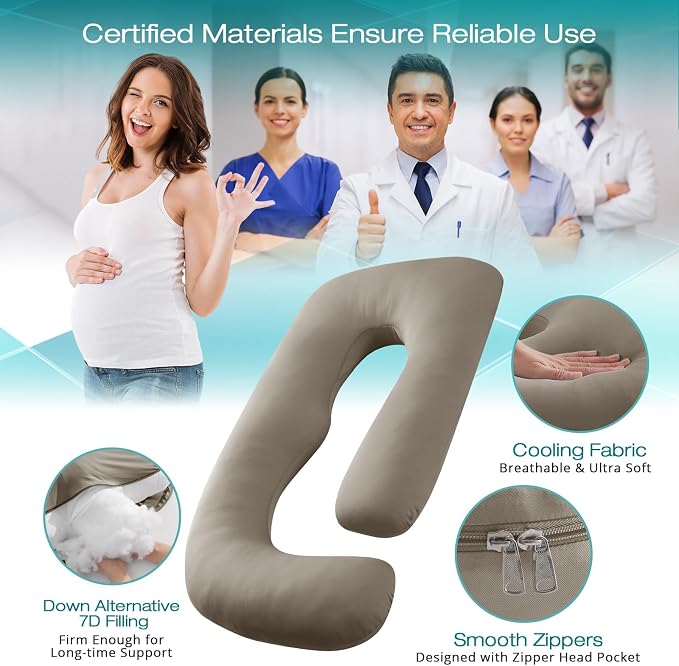 Sasttie Pregnancy Pillows for Sleeping, Jumbo U Shaped Cooling Full Body Pillow - Image 3
