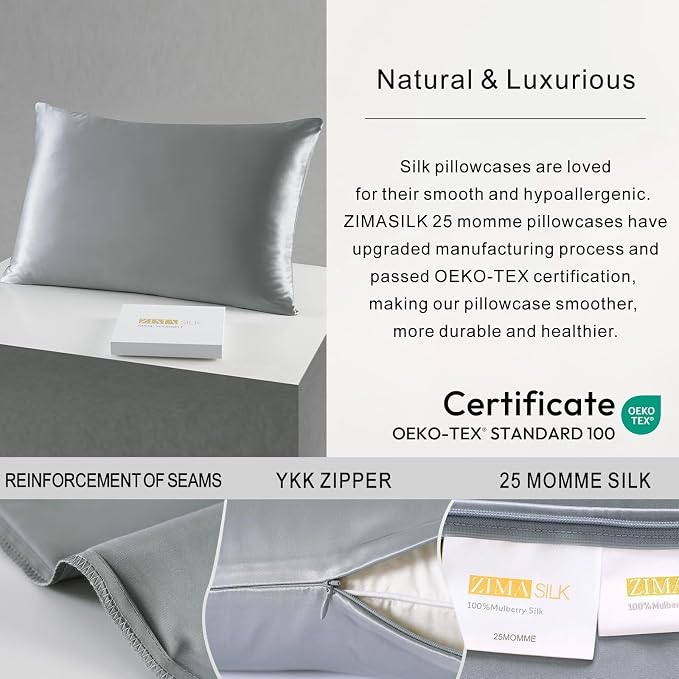 ZIMASILK 25 Momme 100% Pure Mulberry Silk Pillowcase - Image 4