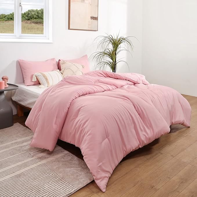 ROSGONIA Pink California King Comforter Set - Image 5