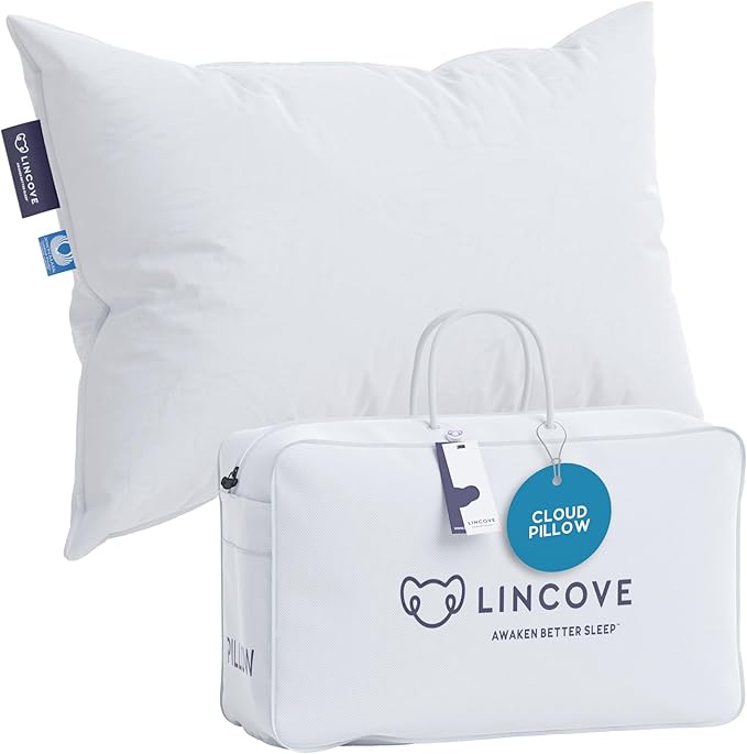 Lincove Cloud Natural Canadian Down Pillow, 100% Cotton Shell, 500 Thread Count by Lincove