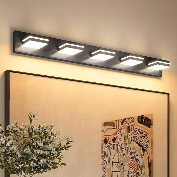 VOLISUN Modern 5-Light, 40-Inch Black Bathroom Vanity Light Fixtures Over Mirror by VOLISUN