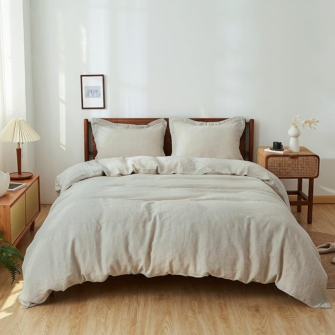 Simple&Opulence 100% Linen Duvet Cover Set 2pcs Basic Style Natural French - Image 8