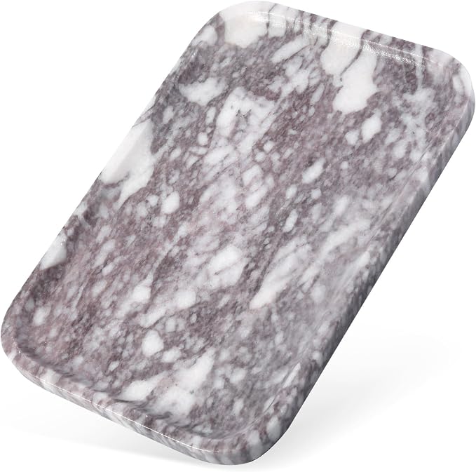 Karibiber Luxury Marble Vanity Tray, Bathroom Tray Countertop, Calacatta - Image 3