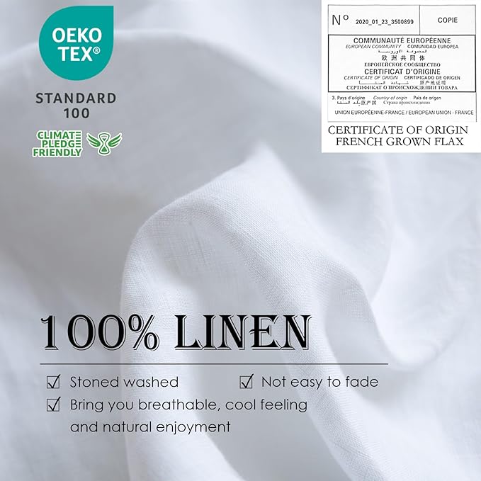 Simple&Opulence 100% Washed Linen Duvet Cover Set 5pcs Basic Style Natural - Image 2