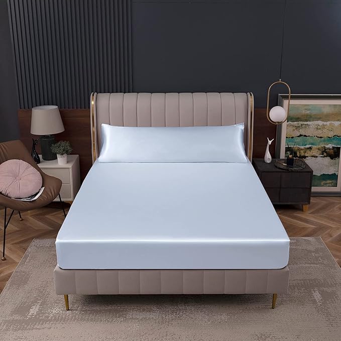 Homiest Baby Blue Satin Fitted Sheet - Image 8