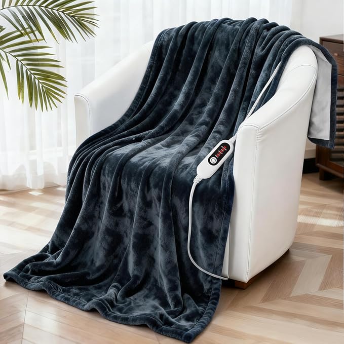 Electric Heated Blanket, Soft Flannel Fabric Heating Blanket Features 5-Level - Image 5