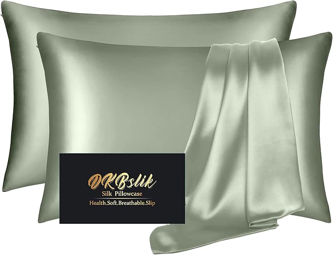 Silk Pillowcase 2 Pack, Natural Mulberry Silk Pillow Case, Anti Acne Silk by HOME