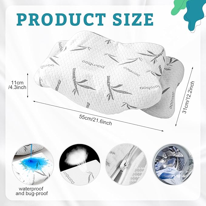 Hahafelt Cooling Cervical Pillowcase Waterproof Bamboo Neck Pillow Case - Image 2