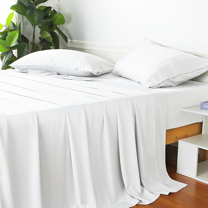 Bamboo Viscose Flat Sheets Only, 400 Thread Count Sateen Weave Queen Size Flat - Image 6