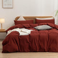 BESTOUCH Duvet Cover Set 100% Washed Cotton Linen Feel Super Soft Comfortable by BESTOUCH