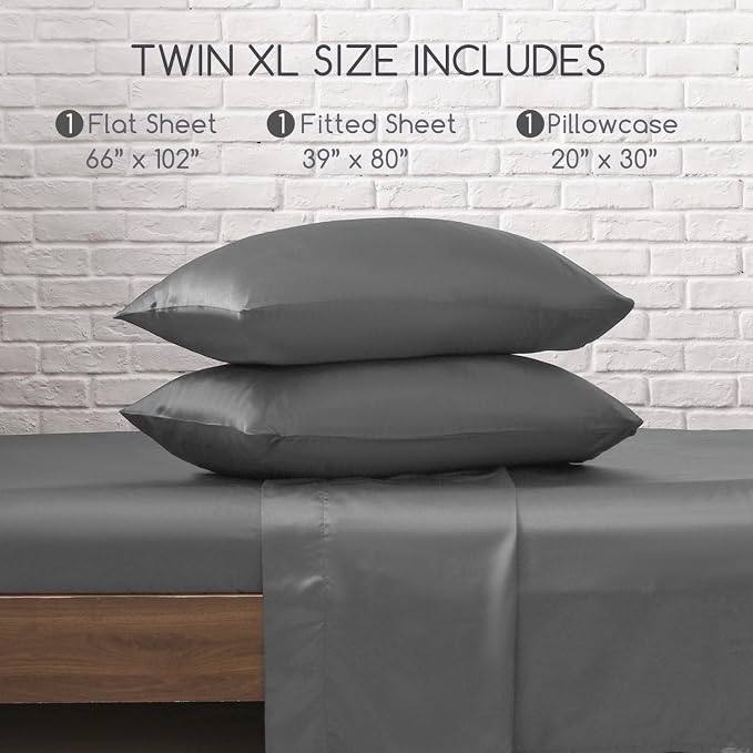 MR&HM Satin Bed Sheets, Twin XL Size Sheets Set - Image 7