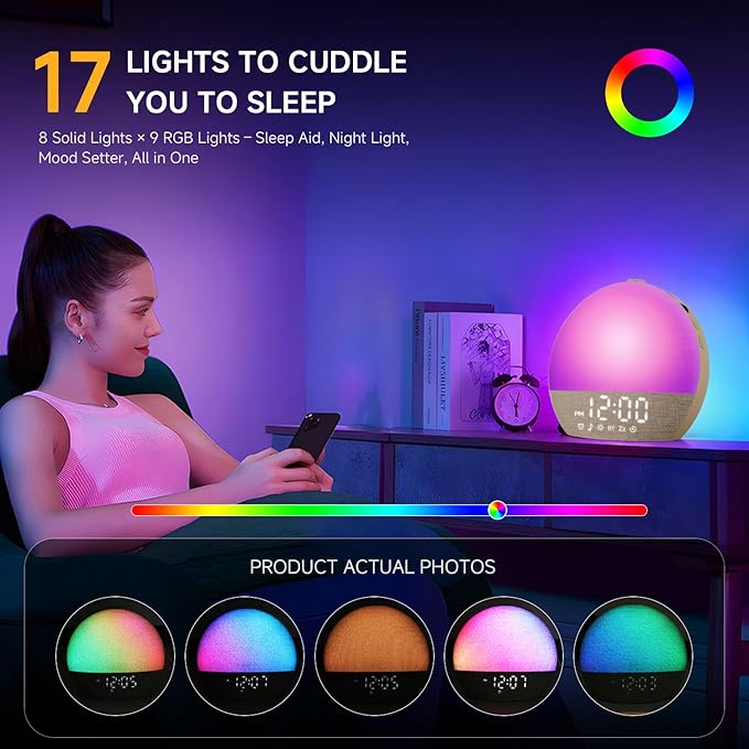 Geuuap Sunrise Alarm Clock White Noise Sound Machine - Image 7