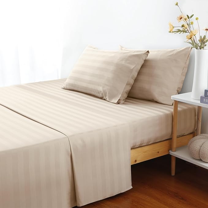 Flat Sheet Only Queen Size, 400 TC 100% Egyptian Cotton Flat Sheet Striped - Image 6