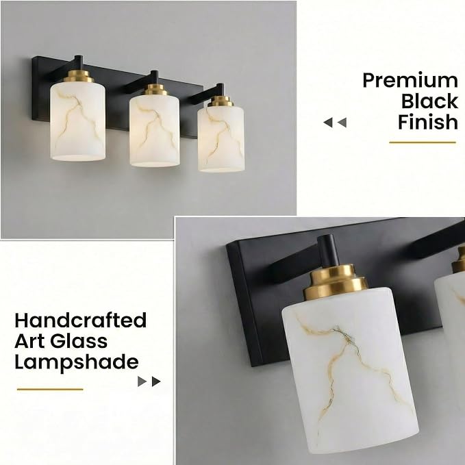 3-Light Bathroom Light Fixture, - Image 4