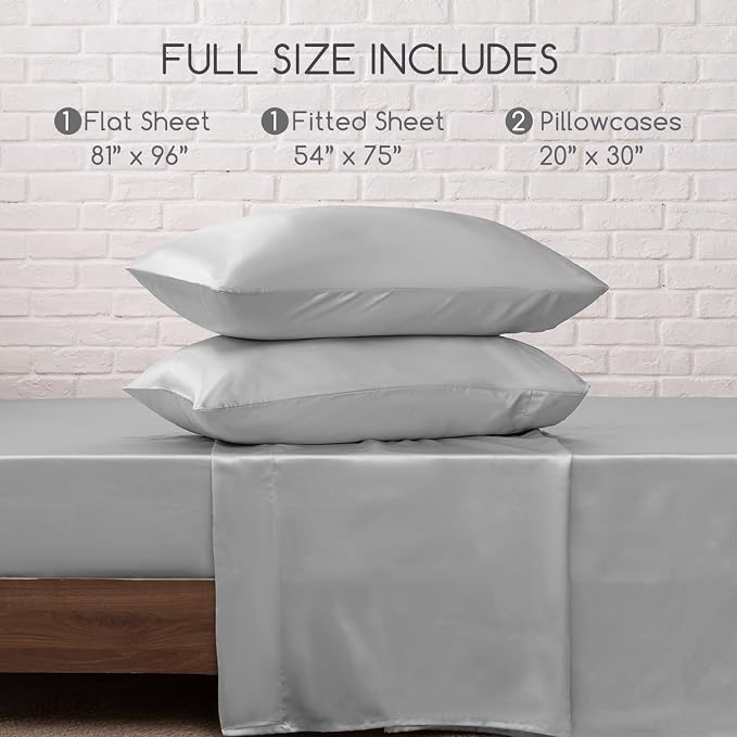 MR&HM Satin Bed Sheets, Full Size Sheets Set - Image 7