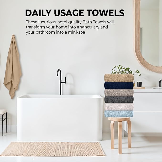 QUBA LINEN Hotel & Spa 100% Cotton Bath Towels Pack of 6, Ultra Soft, Quick Dry - Image 6