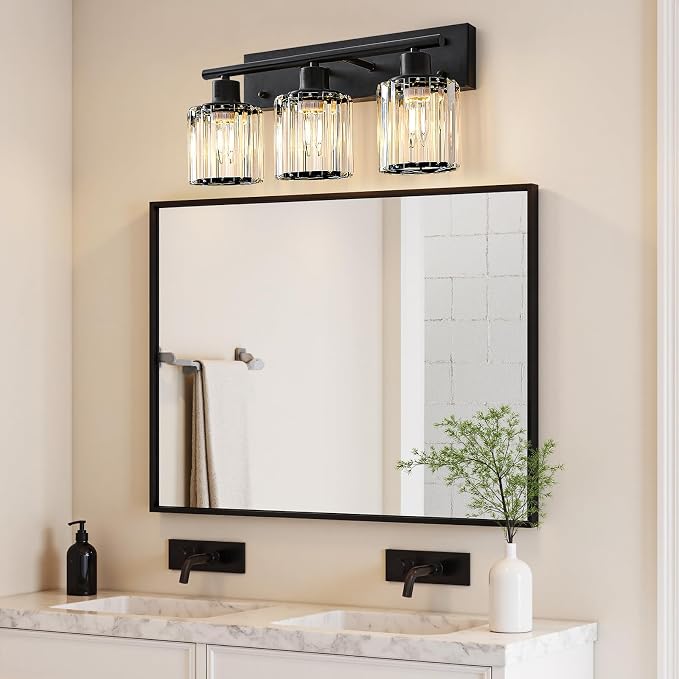 Vanity Light, 3-Light Modern Crystal Black Bathroom Light - Image 7