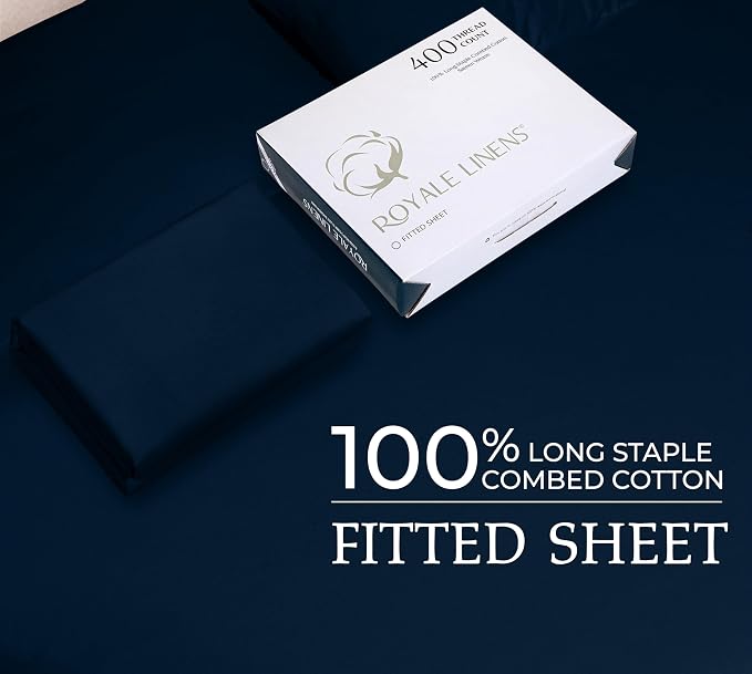 Royale Linen 400 Thread Count 100% American Grown Cotton Fitted Sheet Twin Size - Image 9