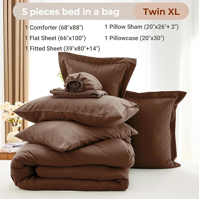 MUXHOMO 5 Pieces Twin XL Comforter Set, Soft Bed in a Bag Twin XL Size - Image 5