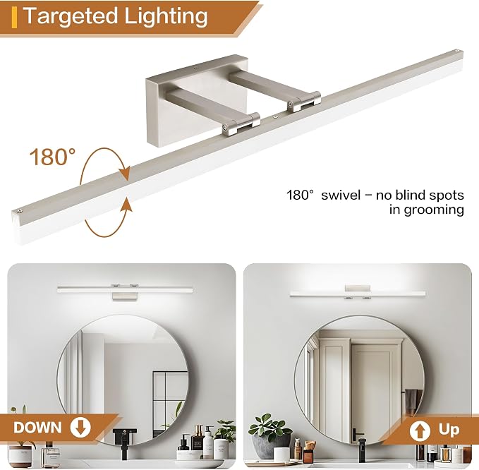 SOLFART Bathroom Lights Over Mirror: 32 Inch Bathroom Vanity Light- Brushed - Image 3