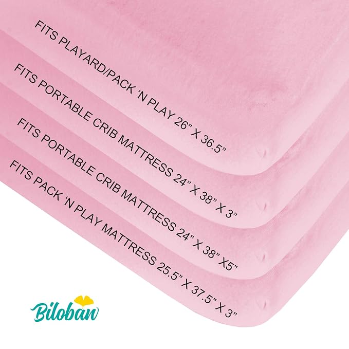 Biloban Pack and Play Sheets Fitted, 2 Pack Pack and Play Sheet Fits - Image 2