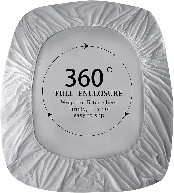 FreshCulture Pure Cotton Fitted Sheets Queen Size, 300 Thread Count Percale - Image 4