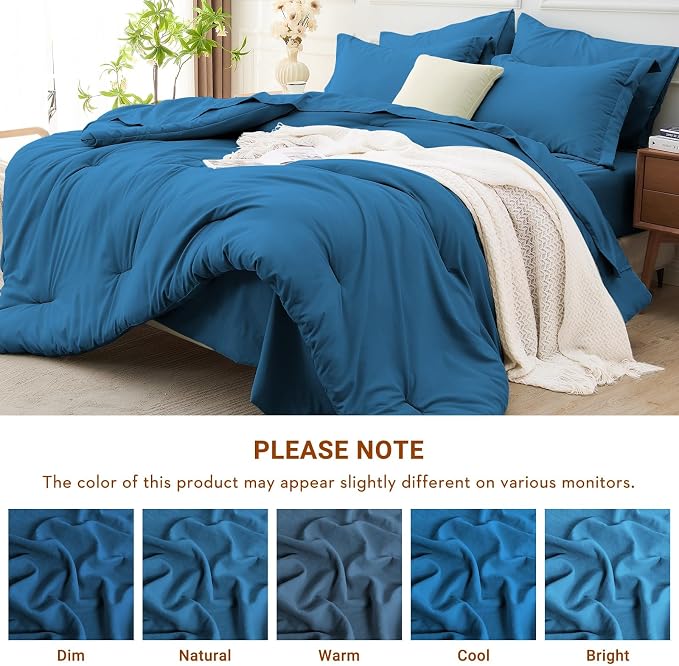 MUXHOMO 7 Pieces King Comforter Set, Soft Bed in a Bag King Size, All Season - Image 7