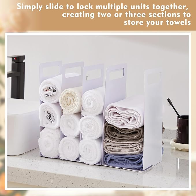 LEIFIDE Set of 4 Interlocking Towel Organizer Metal Bathroom Towel Storage Rack - Image 5