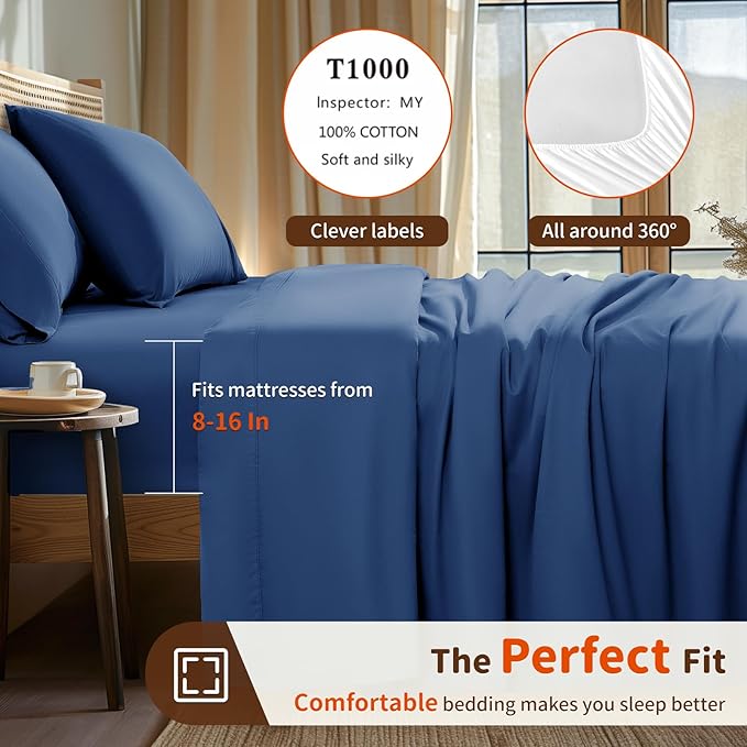 LBRO2M Split King Sheet Sets for Adjustable Bed 1000 Thread Count 100% Egyptian - Image 3