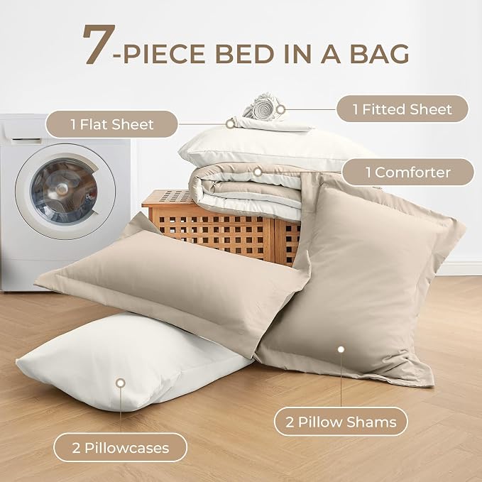 Sasttie Full Size Comforter Sets, 7 Pieces Reversible Bed in a Bag Full - Image 6
