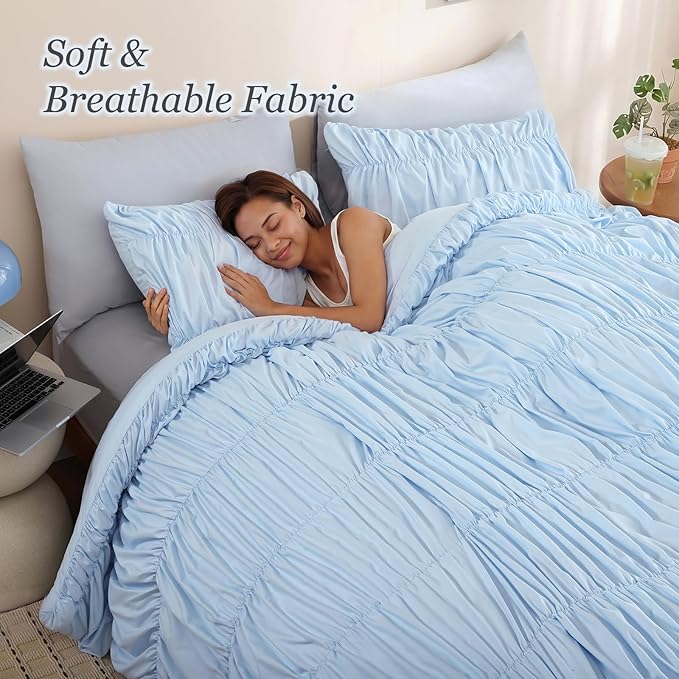 weigelia Cinched Comforter Set Full – Soft Ruched Bedding Set, Apartment & Dorm - Image 3