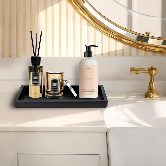 MAONAME Black Bathroom Vanity Tray, Rustic Long Narrow Tray, Rectangle - Image 4
